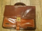  Primonaip Leather Hand Made made in Italy Brief Case  2 tone Brown Cordura nice