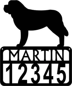 Letrero de perro San Bernardo personalizado con nombre y números de casa - Hecho en EE. UU. - Imagen 1 de 2