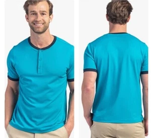 Rhone Henley Ringer Tee Performance Short Sleeve Active Shirt Teal Men's XL - Picture 1 of 5