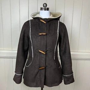 O'Neill Vintage Fur Lined Jacket Women's Size S Brown Hoodie Pockets Surf Beach - Picture 1 of 16