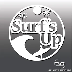 Surfs Up Funny Adventure Surfing Vinyl Decal Car Sticker JDM Travel VW Camper - Picture 1 of 3