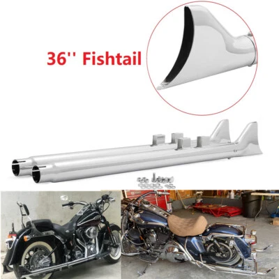 36" Fishtail Slip on Muffler Exhaust Pipes for Harley Touring Road King 95-16 - Image 1 of 4