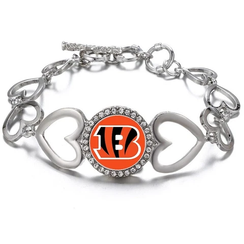 Cincinnati Bengals Womens Silver Heart Link Adjust. Bracelet Gift w Gift Pkg D27 Cover