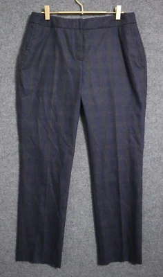 Akris Punto Pants Women 10 Blue Plaid Wool Cashmere High Rise Straight Leg 30.5" - Image 1 of 4