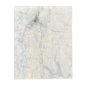 Leinwand Karte von Tiverton Rhode Island 20" x 16" Druck gerahmt zum Aufhängen an der Wand - Bild 1 von 3