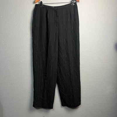 Norton McNaughton Black Silver Metallic Pinstripe Dress Pants Career Trousers 14 - Image 1 of 4