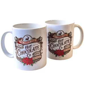 2 Stck. 12 Unzen Keramik Weihnachtstasse Nordpol Elfe heiße Schokolade Geschenk Weihnachtsmann Urlaub - Bild 1 von 8