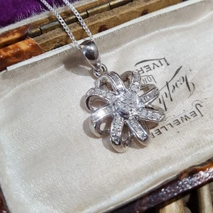 925 Sterling Silver Necklace,Natural Diamonds Pendant, 0.500ct Diamond Necklace  - Picture 1 of 7