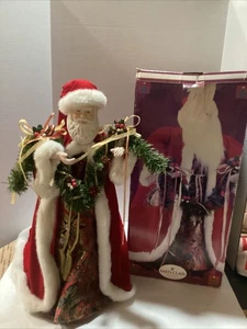 VINTAGE Standing SANTA CLAUS 18” Albero Topper, Decorazione Tavola con Scatola Originale - Foto 1 di 14