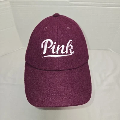 Victoria's Secret 粉色棒球帽成人 OSFM 羊毛混纺栗色刺绣 — 第 1/4 张图片