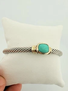 david yurman turquoise bracelet Sterling And 14k, Cuff, 7in - Foto 1 di 12