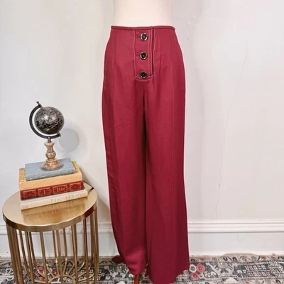 Pantalón Marni Cintura Alta Pierna Ancha Negro Cereza Talla IT 36 NUEVO CON ETIQUETAS Puntada en Contraste Foto 1 de 4