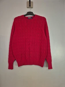 Vintage Polo Ralph Lauren Cable Knit Sweater Mens XL Red 100% Cotton Crew Neck - Picture 1 of 7