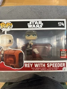 Funko Pop Star Wars #174 Rey with Speeder (17’ Galactic Convention Ex) - Picture 1 of 6