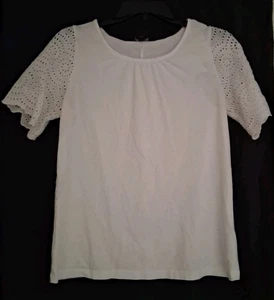 T-shirt donna "Banana Republic", taglia Xs, bianca, maniche corte all'uncinetto - Foto 1 di 5