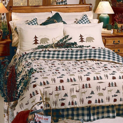 Blue Ridge Trading Northern Exposure King Comforter Set w/sheets 8pc Green Bears - Image 1 of 2
