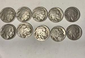 X Set of 10 Different Old Rare 1917 / 1930 P Mint 5 Cent Buffalo Nickel Coins - Picture 1 of 2