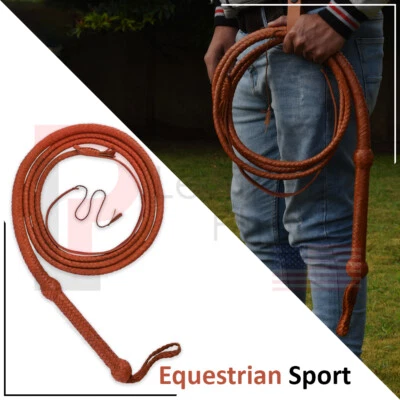 Cow Hide Leather BULL WHIP 04 to 10 Feet Long 12 Plaits Indiana Jones Whip