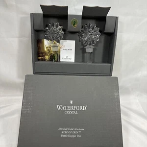 Waterford Crystal Star Of Erin Bottle Stopper Pair New In Box Marshall Field Ex - Picture 1 of 3