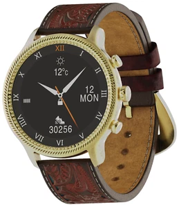 Wrangler Men's WRZ20-596QF Smart Watch-Round Face -Brown/Teal Leather Strap -NEW - Picture 1 of 7