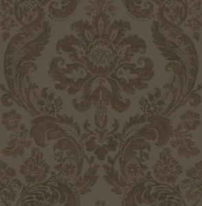 A−Street Prints by Brewster 2763-87311 Moonlight Shadow Brown Damask Wallpaper - Picture 1 of 5