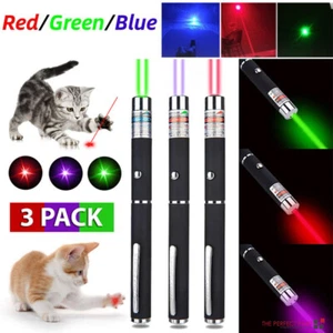 3Pcs 900Mile Strong Laser Pointer Pen Green Blue Red Light Visible Beam Lazer - Picture 1 of 14