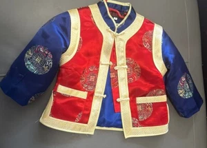 VTG Boys Chinese Tang Suit 2 Pieces Satin Sz S Small PLUS Shirt Japan Style - Picture 1 of 18