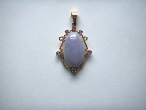 14K gold lavender jade pendant - Picture 1 of 2