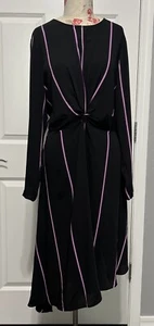 NINE WEST Kleid Größe XL schwarz lila gestreift asymmetrisch geknotet Damen - Bild 1 von 4