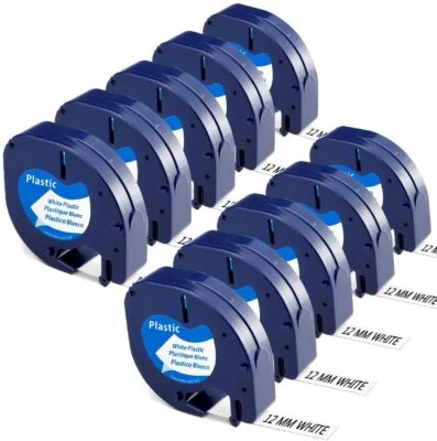 FRESHWORLD-TAPE 10x kompatible Schriftbandkassette für Dymo LetraTag LT-100H 12mm 91221 91201