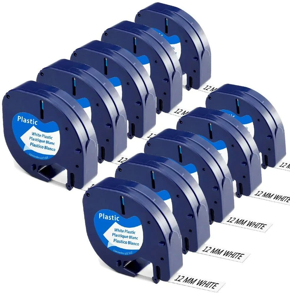 FRESHWORLD-TAPE 10x kompatible Schriftbandkassette für Dymo LetraTag LT-100H 12mm 91221 91201