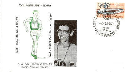 1960 Rome Olympic Games Don Thompson Great Britain Gold Olympic 50km Walk FDC - Image 1 of 3