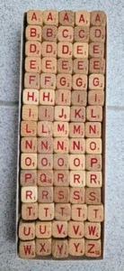 Vintage Scrabble 1966 RSVP 75 Letter Cubes Game Pieces Wooden Letters--Crafts - Picture 1 of 2
