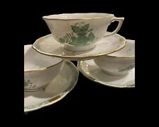 5 herend porcelain Chinese Bouquet In Green Teacups And Saucers