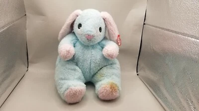 Juguete de peluche TY Bunny conejo manchado rosa azul sonajero abrazable con etiqueta Foto 1 de 4