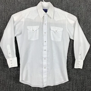 Vintage Pearl Snap Shirt Panhandle Slim Size XL White Shimmer Button Up - Picture 1 of 5