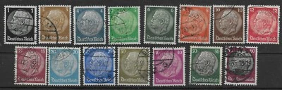 1933-36 GERMANY 3rd Reich Used Hindenburg SS of 15 Issues w/ Swastika Wmk *F*   - Image 1 of 2