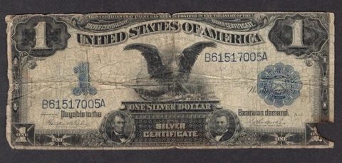 1899 Large $1 One Dollar Horse Blanket Black Eagle Silver Certificate S557 Cover