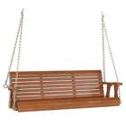 2-person Patio Hanging Porch Swing Bench Chair 5 Ft. Solid Wood Water Mold Proof