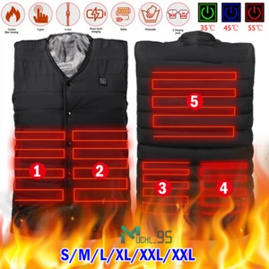 Men Women Heated Vest Winter Body Warm Electric USB Jacket Thermal Heating Coat - Picture 1 of 37