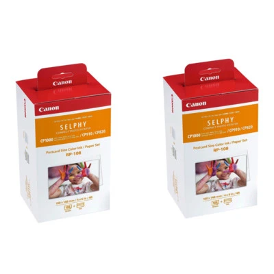 2 Pack Canon RP-108 High-Capacity Color Ink /Paper Set for SELPHY CP910 Printer - Image 1 of 3