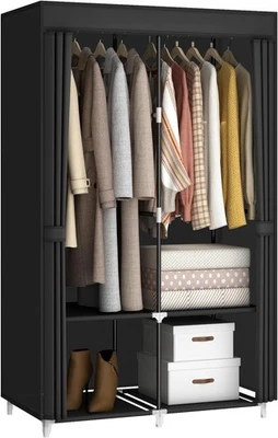 便携式衣柜小房间,35 英寸服装收纳架储物架 — 第 1/4 张图片