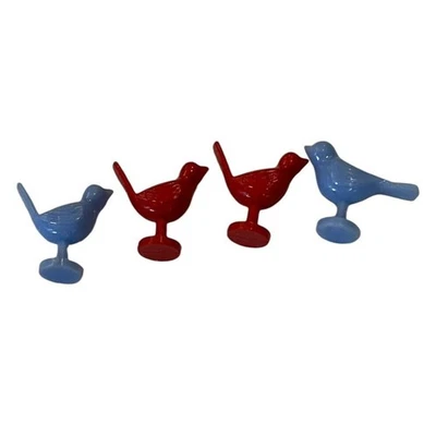 Plasticville O-O27 FB8 Lot Of 4 Garden Birds Blue Red Tiny .75” Plastic Railroad - Image 1 of 3