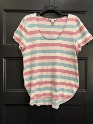 Tommy Bahama Mujer Grande Pastel Rayas Algodón Manga Corta Top Foto 1 de 4