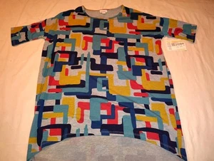 Lularoe Irma Tunic Shirt Women's Sz Xtra X Small XXS Abstract Grey Base NWT NEW - Picture 1 of 5