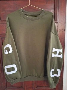 Ladies bottle green Chicago printed jumper/sweatshirt by Shein size XL - Picture 1 of 2