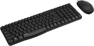 Rapoo PC Tastatur+Maus Deskset NX1820 Schwarz Kabelgebunden Spritzwasse. B Ware - Bild 1 von 2
