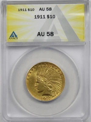 1911 $10 ANACS AU 58 cabeça de índio águia dourada - Imagem 1 de 4