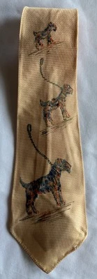 Vintage Necktie Towncraft Modern Art By Rapson Dogs Terrier Peach 3.5” X 45” - Image 1 of 4