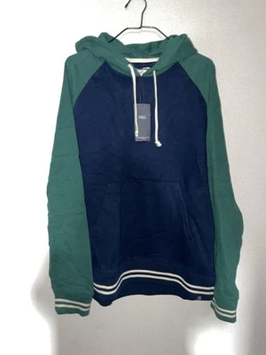 M&S Mens Sweatshirt Hoodie Navy Green Mix Sz L New - Image 1 of 4